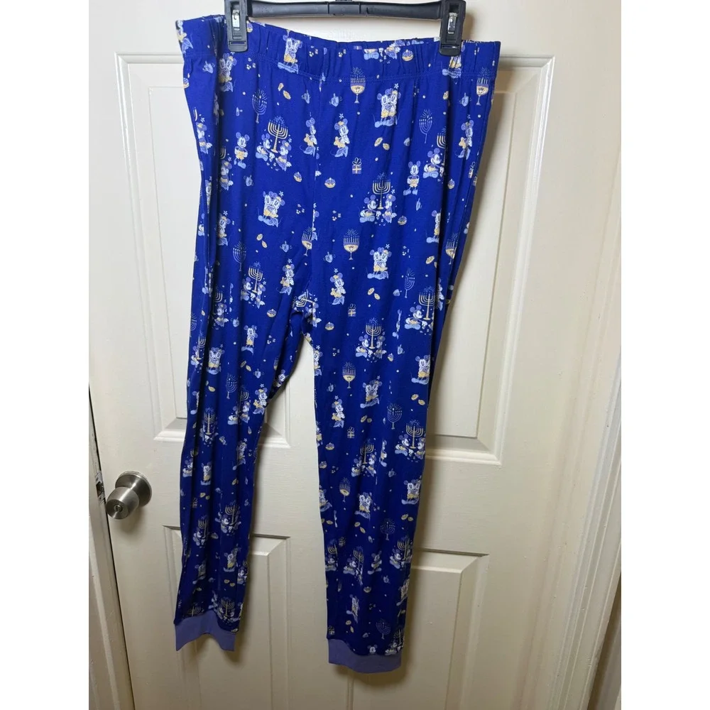 Disney Mickey Minnie Mouse Hanukkah Pajama Set XL Blue Menorah Dreidel Holiday